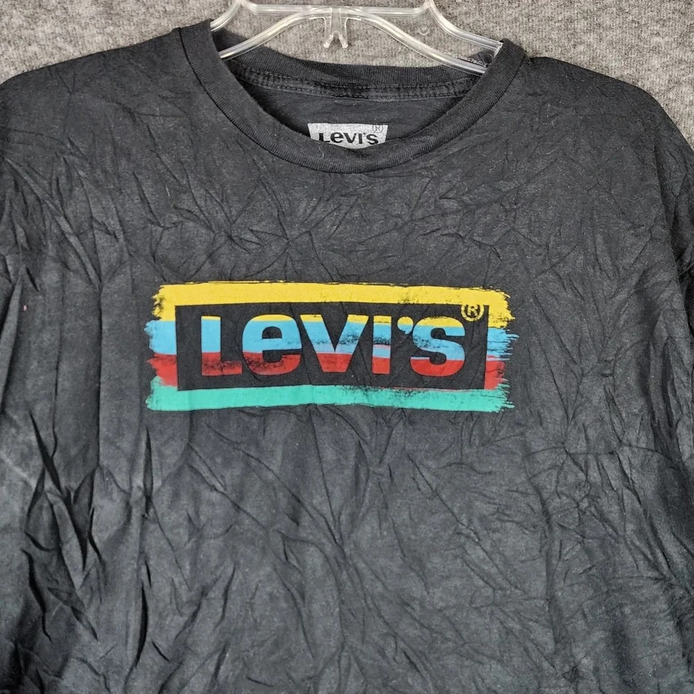 Levi's T-Shirt Mens 2XL Graphic Logo Black Short Sleeve Cotton EUC